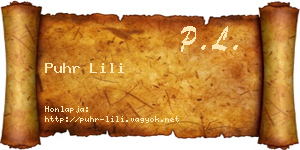 Puhr Lili névjegykártya